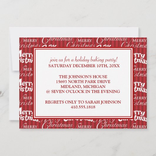 Uitnodigingen van de feestdag Cookie Baking Party (Achterkant)