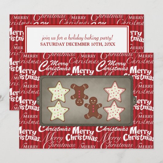 Uitnodigingen van de feestdag Cookie Baking Party (Voorkant / Achterkant)