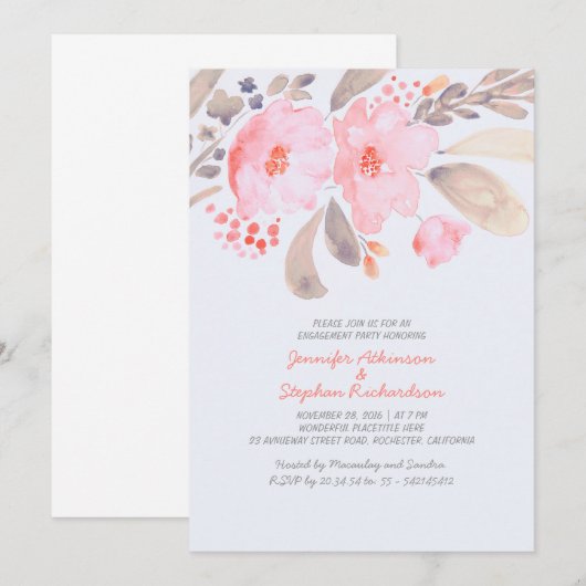 Uitnodigingen van de Floral Waterverf Engagement P