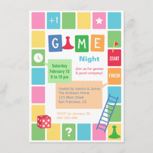 Uitnodigingen van de Fun Board Game Night Party