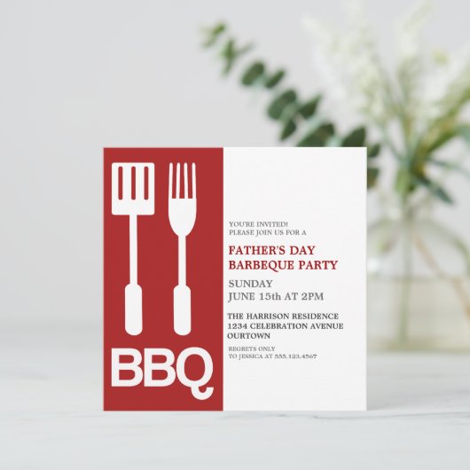 Uitnodigingen van de Fun Vaderdag BBQ Party (Staand voorkant)