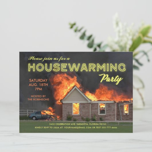 Uitnodigingen van de Funny Housewarming Party | En (Staand voorkant)