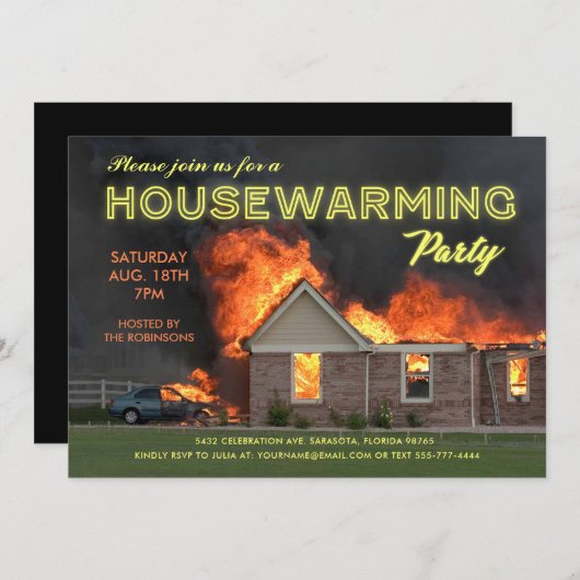 Uitnodigingen van de Funny Housewarming Party | En (Voorkant / Achterkant)