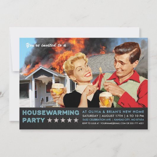 Uitnodigingen van de Funny Housewarming Party | In (Voorkant)