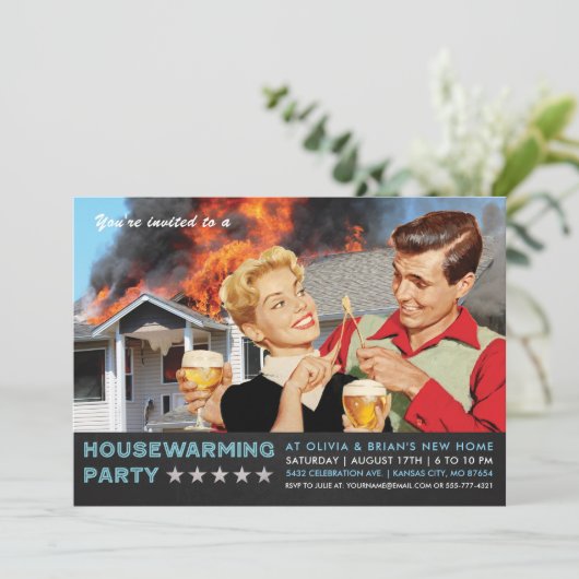 Uitnodigingen van de Funny Housewarming Party | In (Staand voorkant)