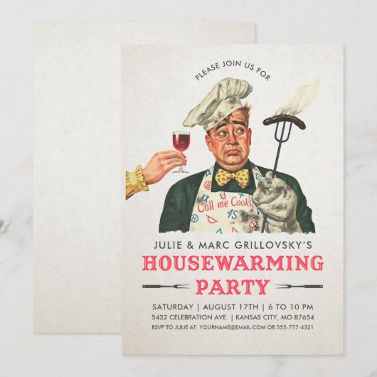Uitnodigingen van de Funny Housewarming Party | Vi (Voorkant / Achterkant)