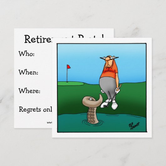 Uitnodigingen van de Funny Retirement Party (Voorkant / Achterkant)