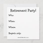 Uitnodigingen van de Funny Retirement Party (Achterkant)