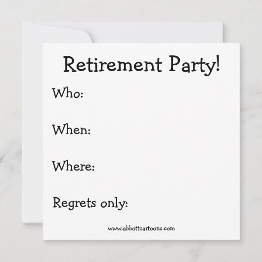 Uitnodigingen van de Funny Retirement Party (Achterkant)