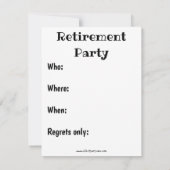 Uitnodigingen van de Funny Retirement Party (Achterkant)