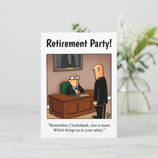 Uitnodigingen van de Funny Retirement Party (Staand voorkant)
