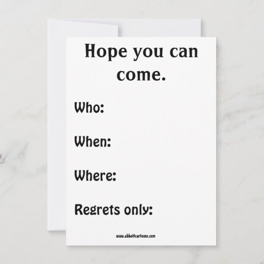 Uitnodigingen van de Funny Retirement Party (Achterkant)