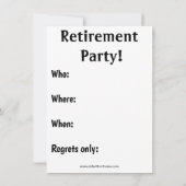 Uitnodigingen van de Funny Retirement Party (Achterkant)