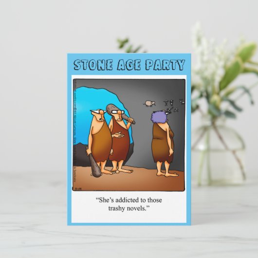 Uitnodigingen van de Funny Stone Age Party (Staand voorkant)