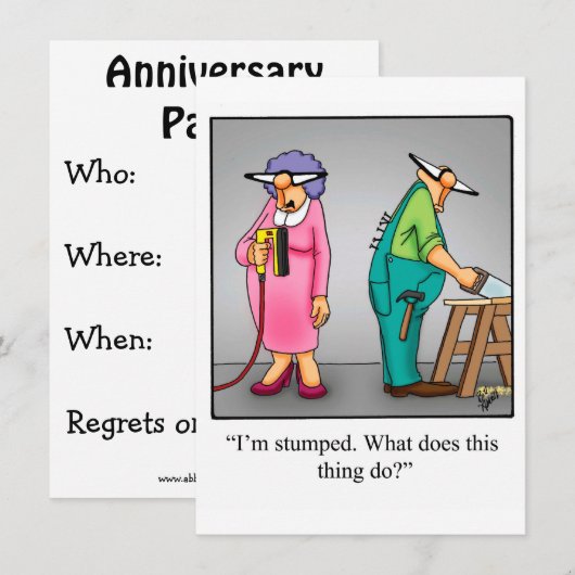 Uitnodigingen van de Funny Wedding Jubileum Party (Voorkant / Achterkant)