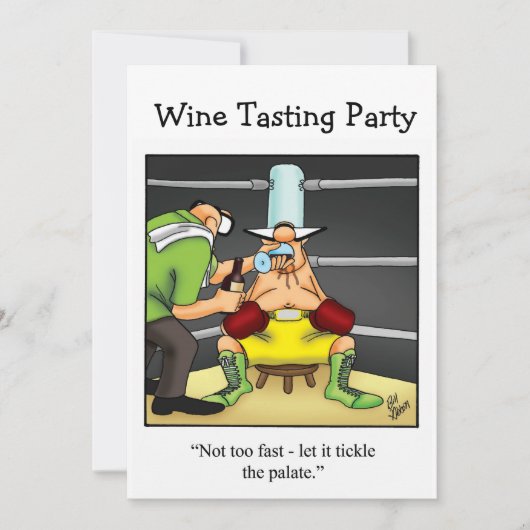 Uitnodigingen van de funny Wine Tasting Party (Voorkant)