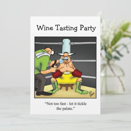 Uitnodigingen van de funny Wine Tasting Party (Staand voorkant)