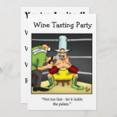 Uitnodigingen van de funny Wine Tasting Party (Voorkant / Achterkant)