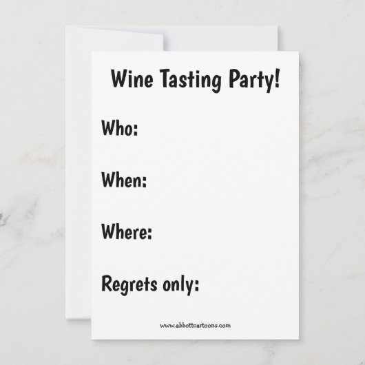 Uitnodigingen van de funny Wine Tasting Party (Achterkant)