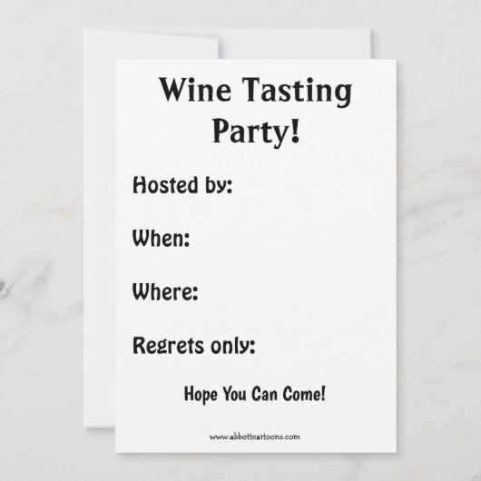 Uitnodigingen van de funny Wine Tasting Party (Achterkant)