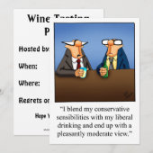 Uitnodigingen van de funny Wine Tasting Party (Voorkant / Achterkant)