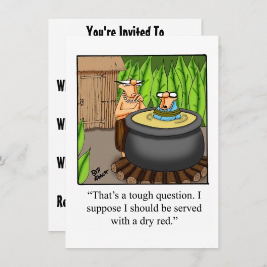 Uitnodigingen van de funny Wine Tasting Party (Voorkant / Achterkant)