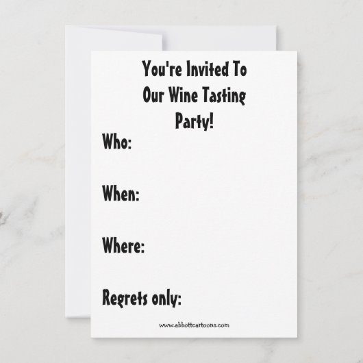 Uitnodigingen van de funny Wine Tasting Party (Achterkant)