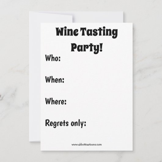 Uitnodigingen van de funny Wine Tasting Party (Achterkant)