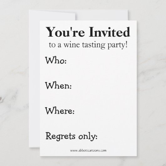 Uitnodigingen van de funny Wine Tasting Party (Achterkant)