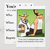 Uitnodigingen van de funny Wine Tasting Party (Voorkant / Achterkant)