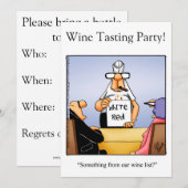Uitnodigingen van de funny Wine Tasting Party (Voorkant / Achterkant)