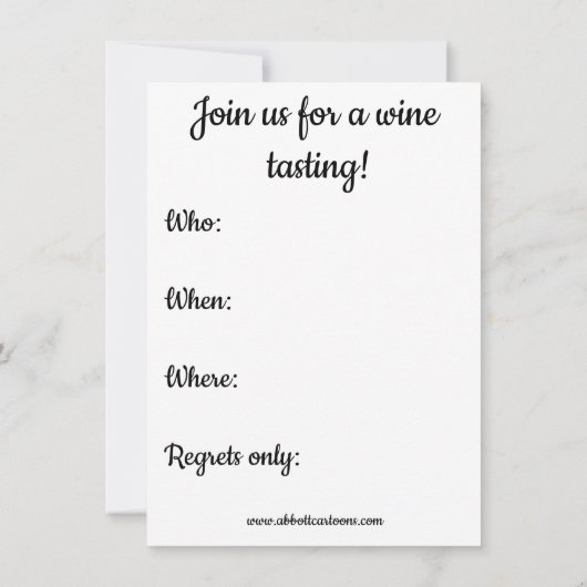 Uitnodigingen van de funny Wine Tasting Party (Achterkant)
