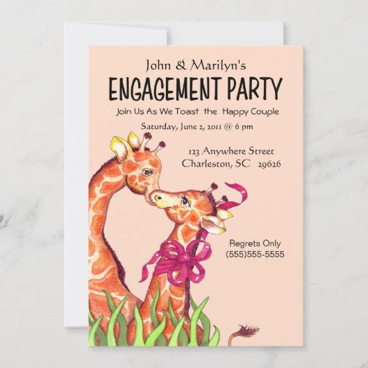 Uitnodigingen van de Giraffe Engagement Party (Voorkant)