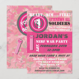 Uitnodigingen van de Girl Camo War Birthday