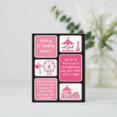 Uitnodigingen van de Girls Pink Carnival Party (Staand voorkant)