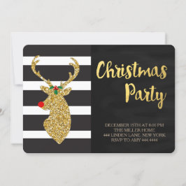 Uitnodigingen van de Glitter Gold Reindeer Kerstpa