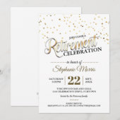 Uitnodigingen van de Gold Confetti Retirement Part (Voorkant / Achterkant)