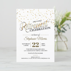 Uitnodigingen van de Gold Confetti Retirement Part
