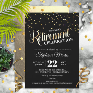 Uitnodigingen van de Gold Confetti Retirement Part