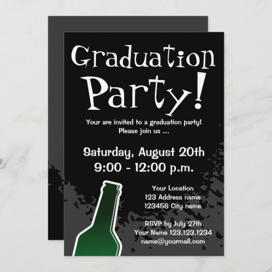 Uitnodigingen van de graduatiepartij | Aangepaste  (Voorkant / Achterkant)