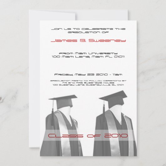 Uitnodigingen van de Graduation Cap en de Gown Par (Voorkant)