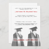 Uitnodigingen van de Graduation Cap en de Gown Par (Voorkant / Achterkant)