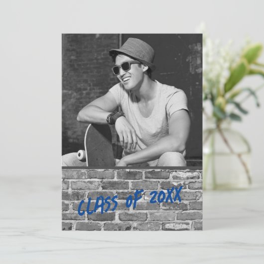 Uitnodigingen van de Graduation Party [blauw] (Staand voorkant)