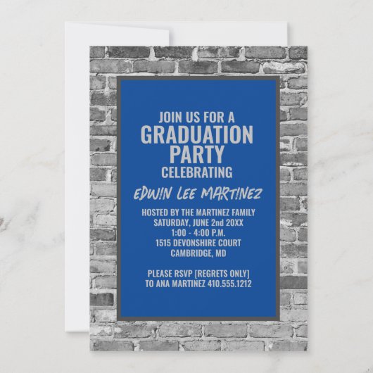 Uitnodigingen van de Graduation Party [blauw] (Achterkant)