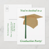 Uitnodigingen van de Graduation Party, goud en gro (Voorkant / Achterkant)