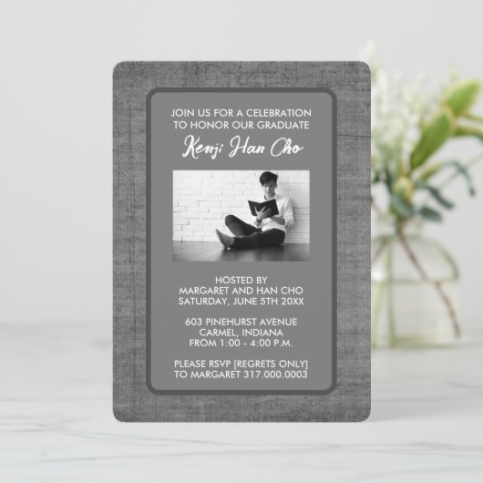 Uitnodigingen van de Graduation Party [Grijs] (Staand voorkant)