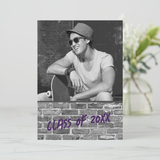 Uitnodigingen van de Graduation Party [Paars] (Staand voorkant)