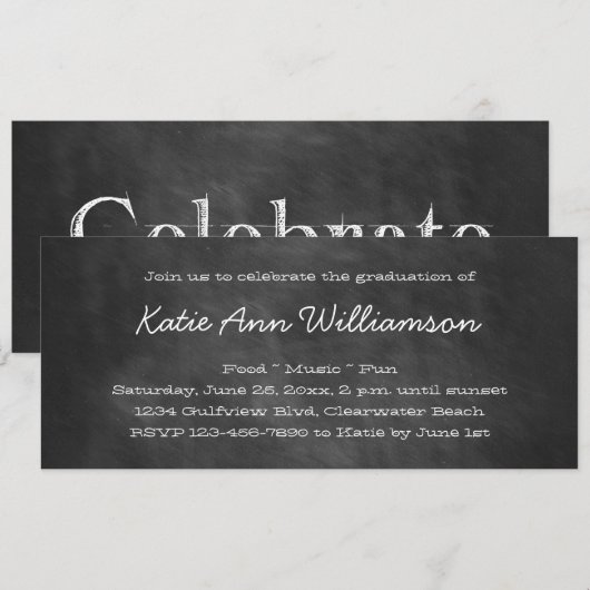 Uitnodigingen van de Graduation Party van Chalkboa (Voorkant / Achterkant)