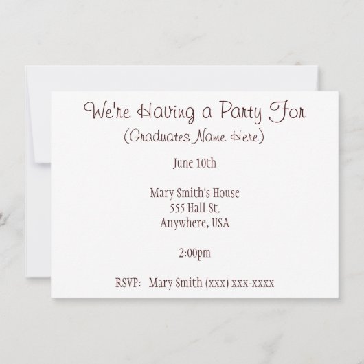 Uitnodigingen van de Graduation Party van de apoth (Achterkant)