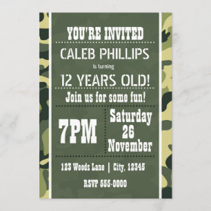 Uitnodigingen van de Groene Leger Camouflage Birth